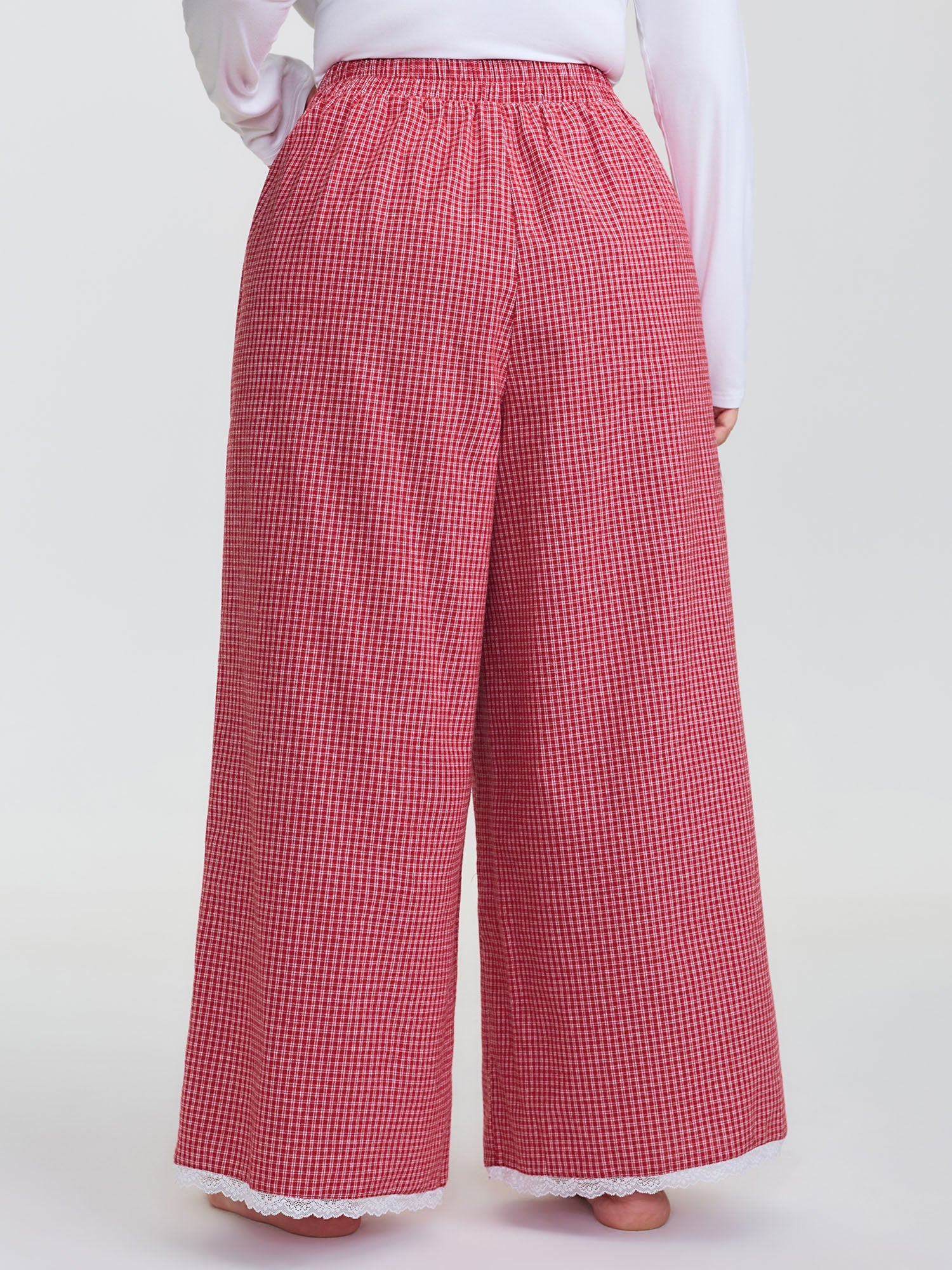 Checkered Lace Buckle Detail Lounge Bottoms