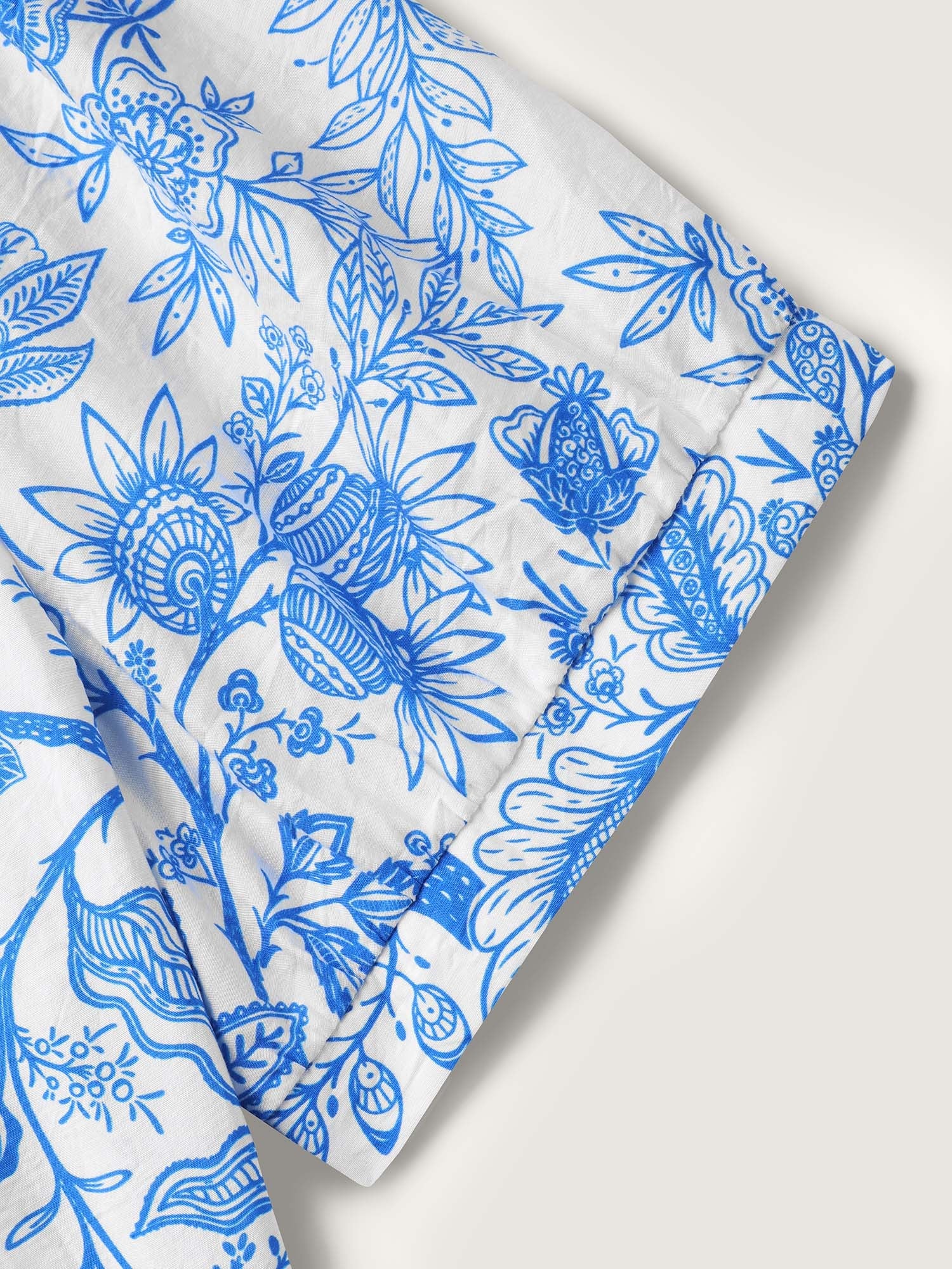 Silhouette Flower Print Neck Tie Blouse