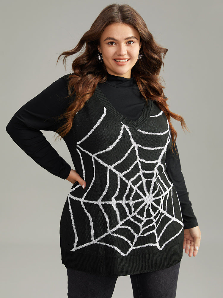 Halloween Supersoft Essentials Spider Web V Neck Sweater Vest