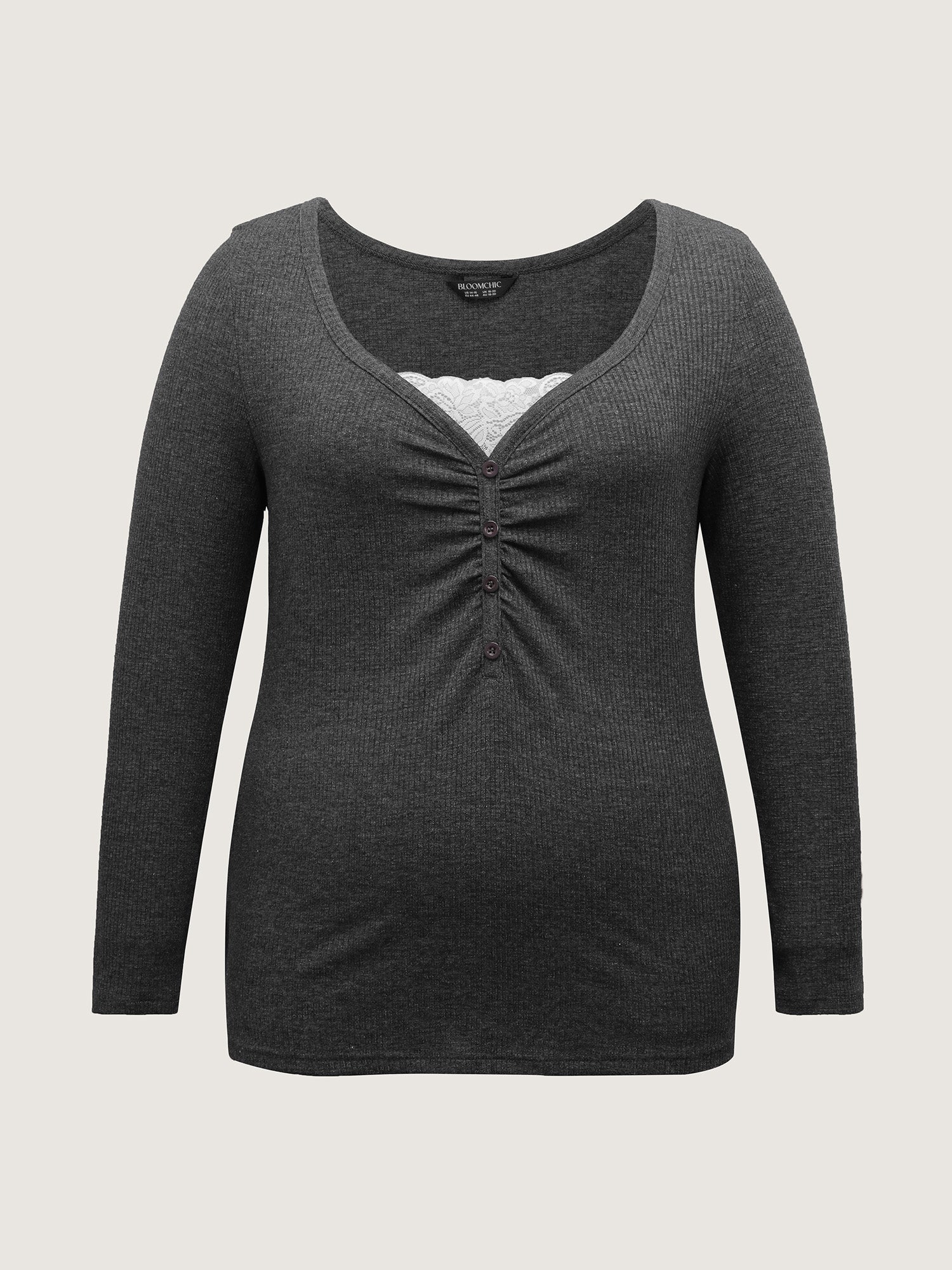 2-In-1 Lace Patchwork Ruched T-Shirt