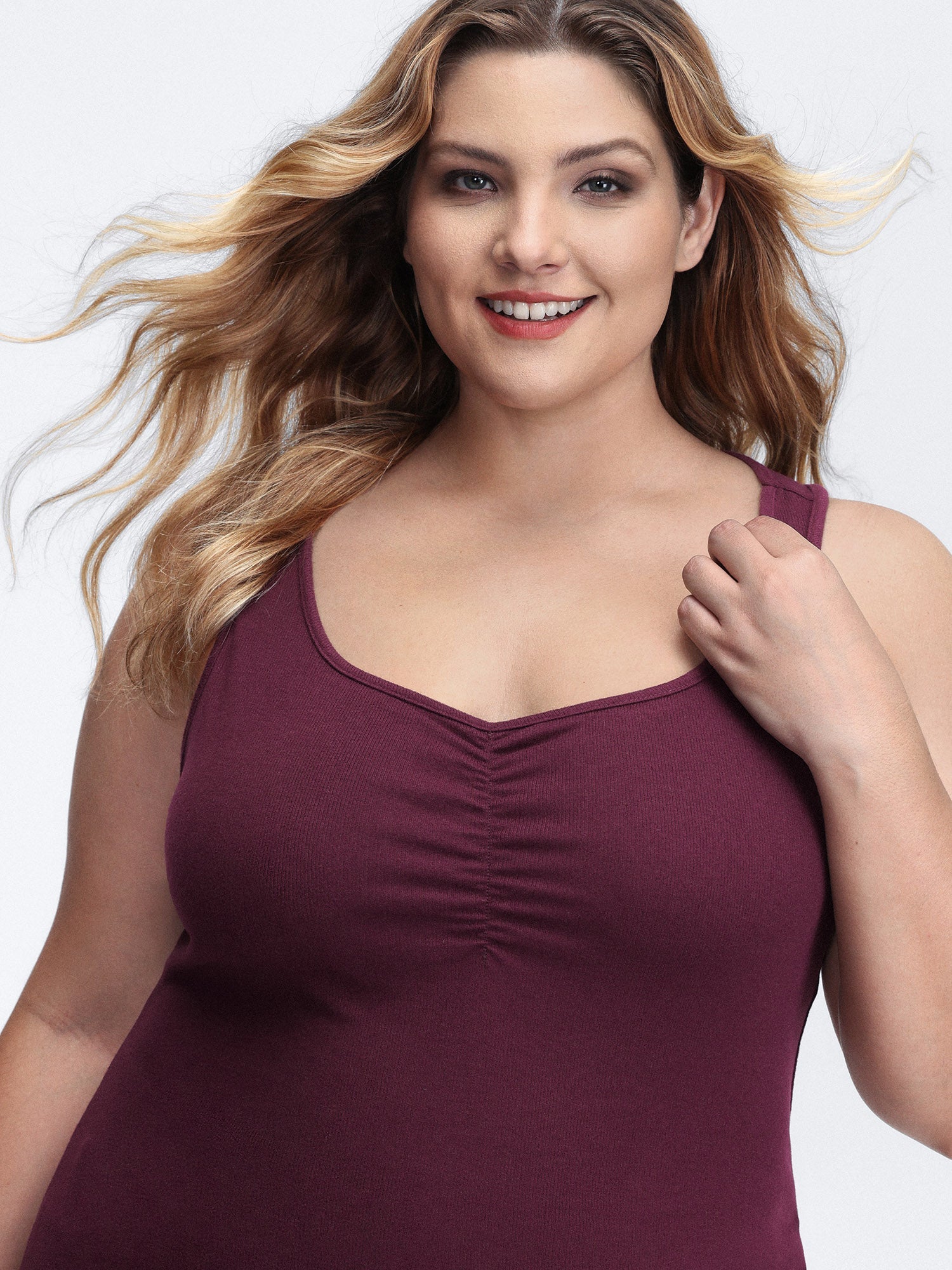 Ruched Velvety Feel Stretchy Tank Top