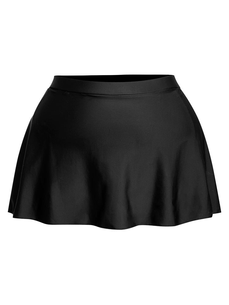 Plain High Waist Split Hem Swim Skirt