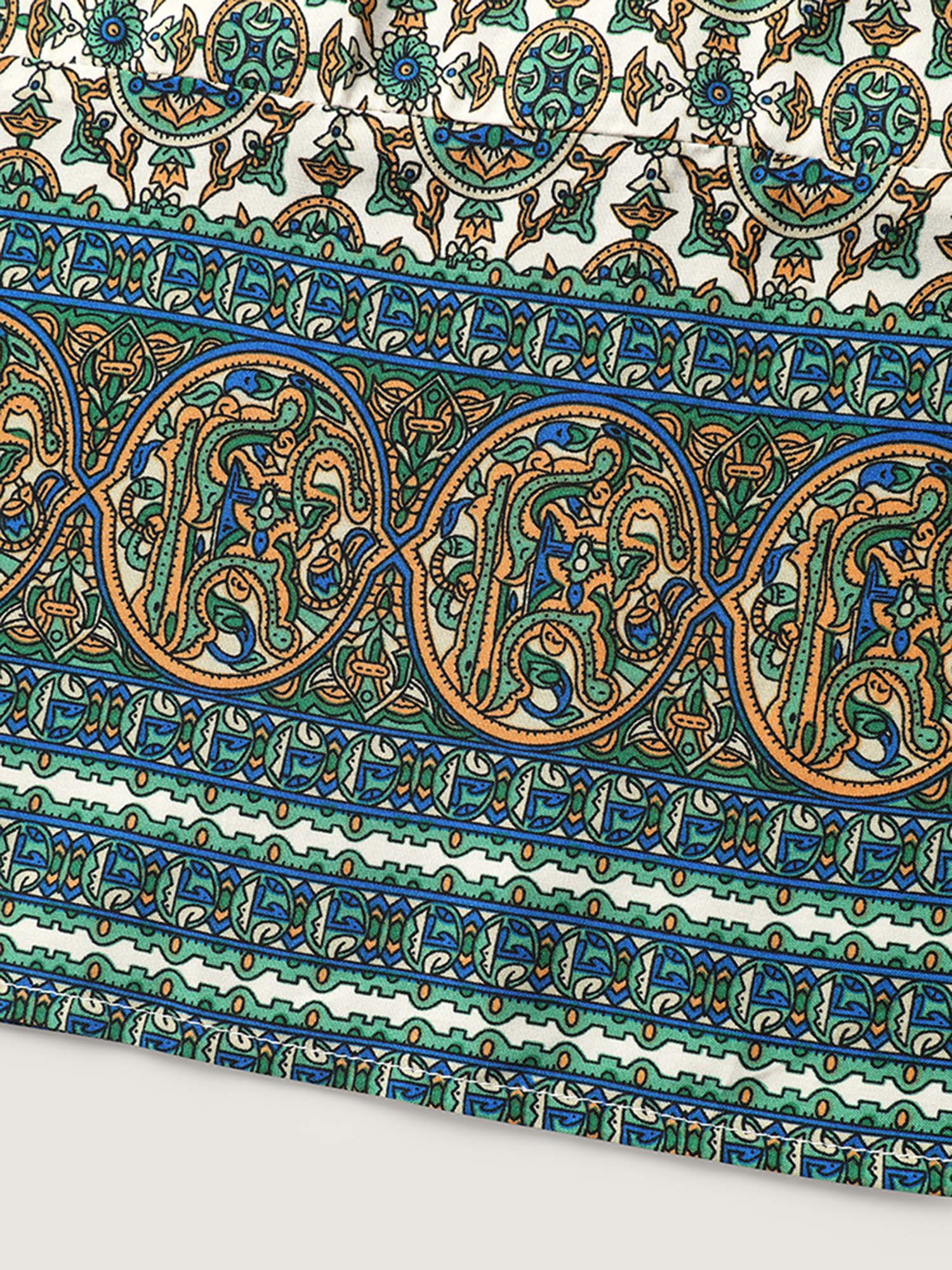 Floral Print Pleated Neckline Tank Top