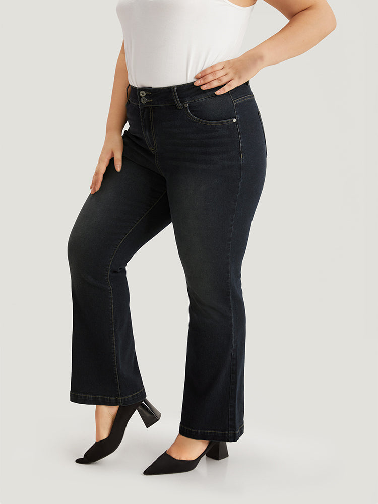 Plain Flare Leg Dark Wash Jeans