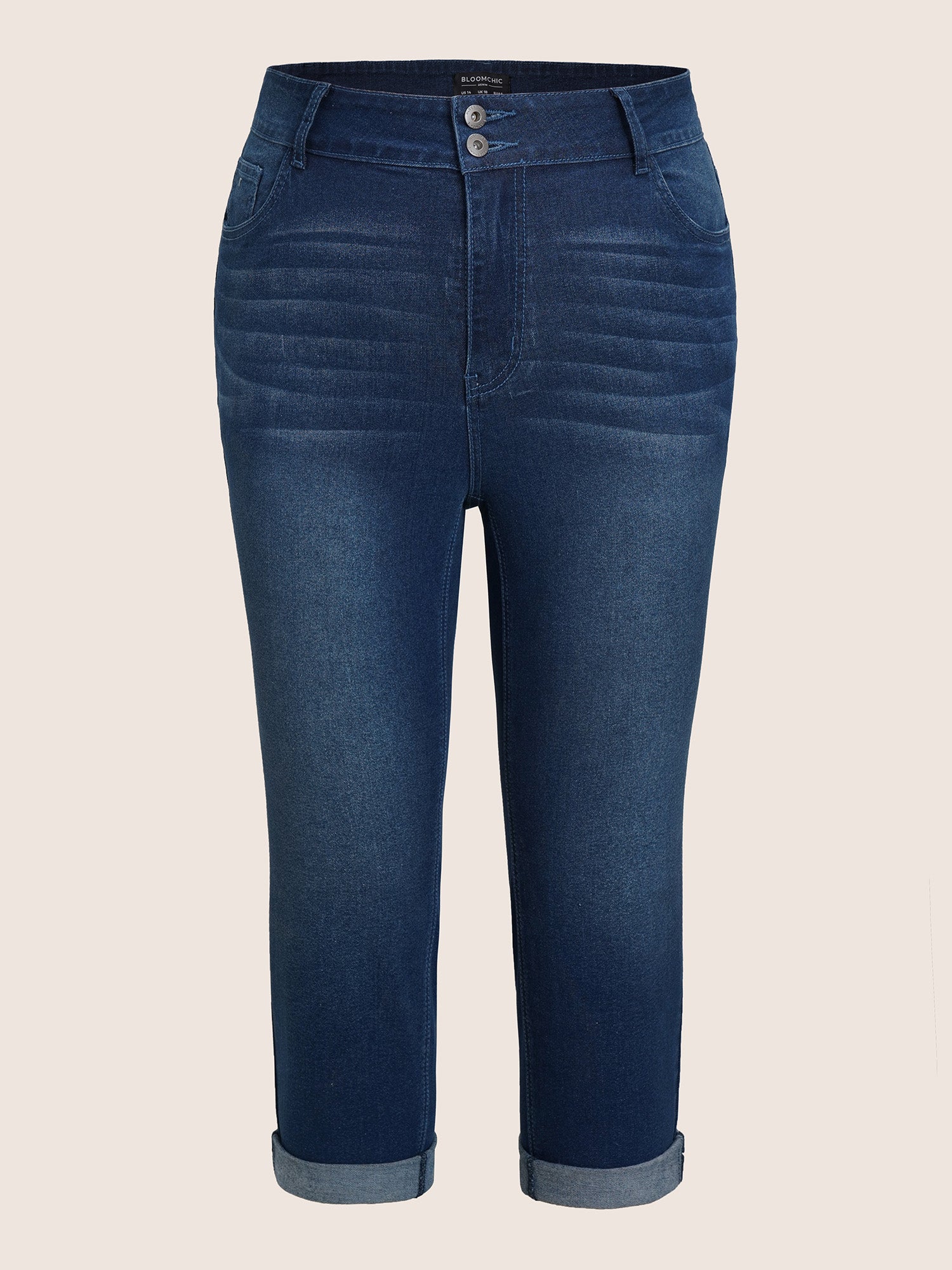 Bodycon Roll Hem Medium Wash Jeans