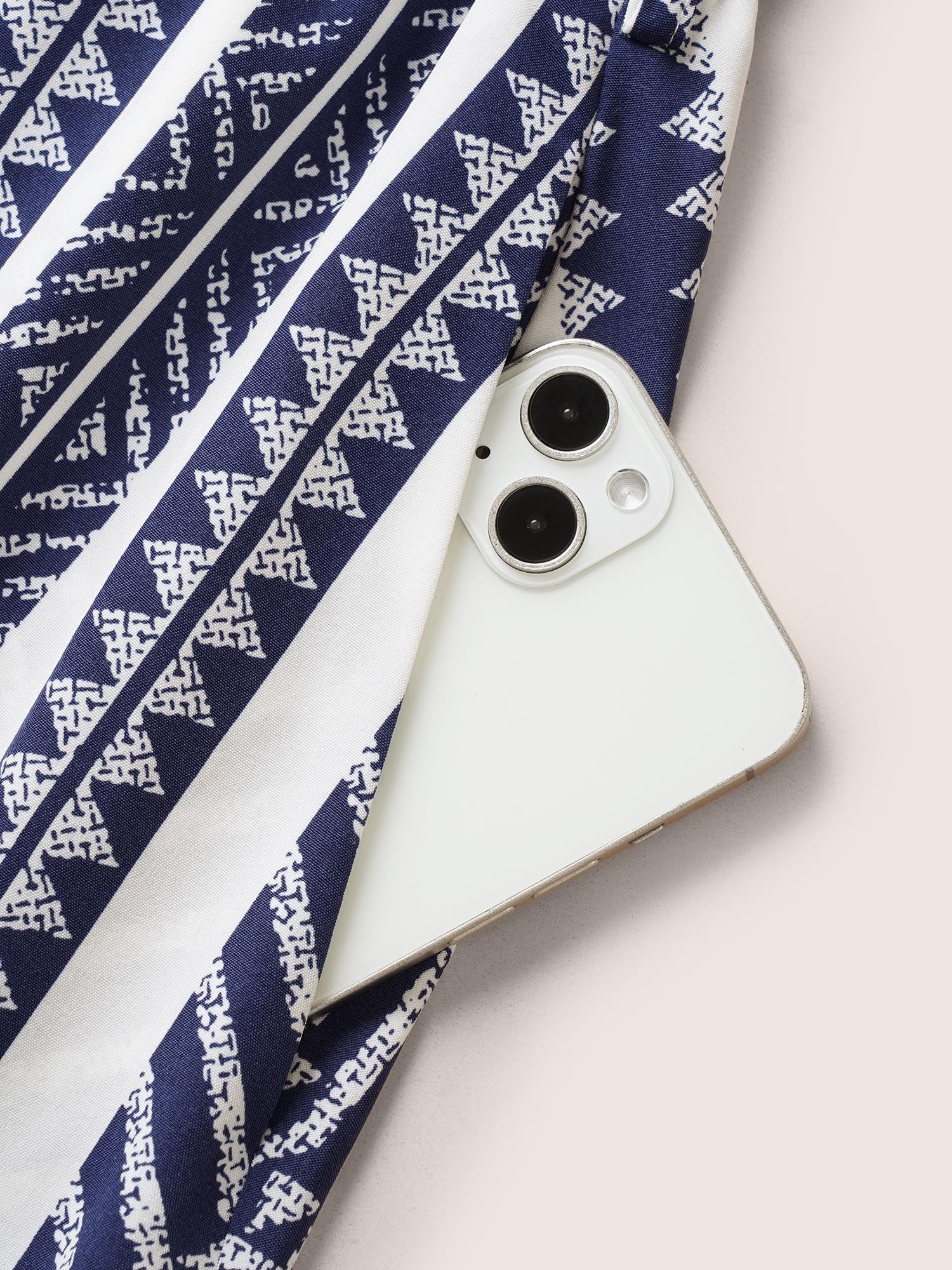 Bandana Geometric Belted Patchwork Ruffle Hem Skirt