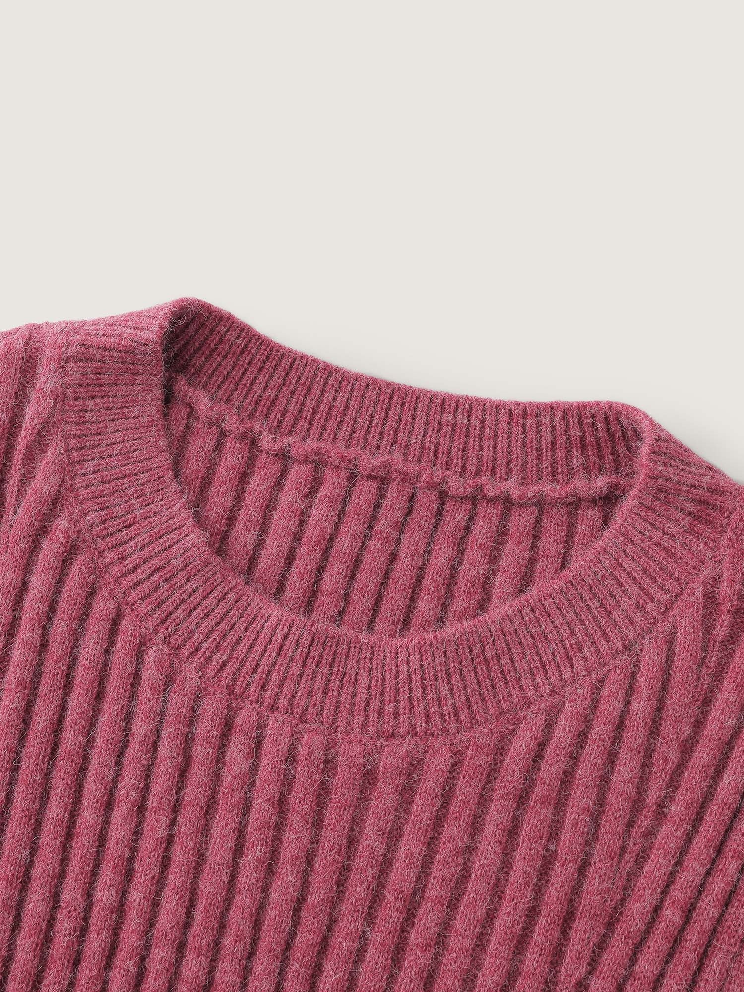 Textured Waist-Defining A-Line Sweater Dress