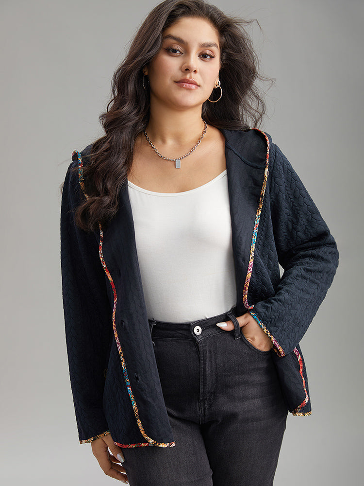 Texture Pocket Patchwork Button Detail Jacket