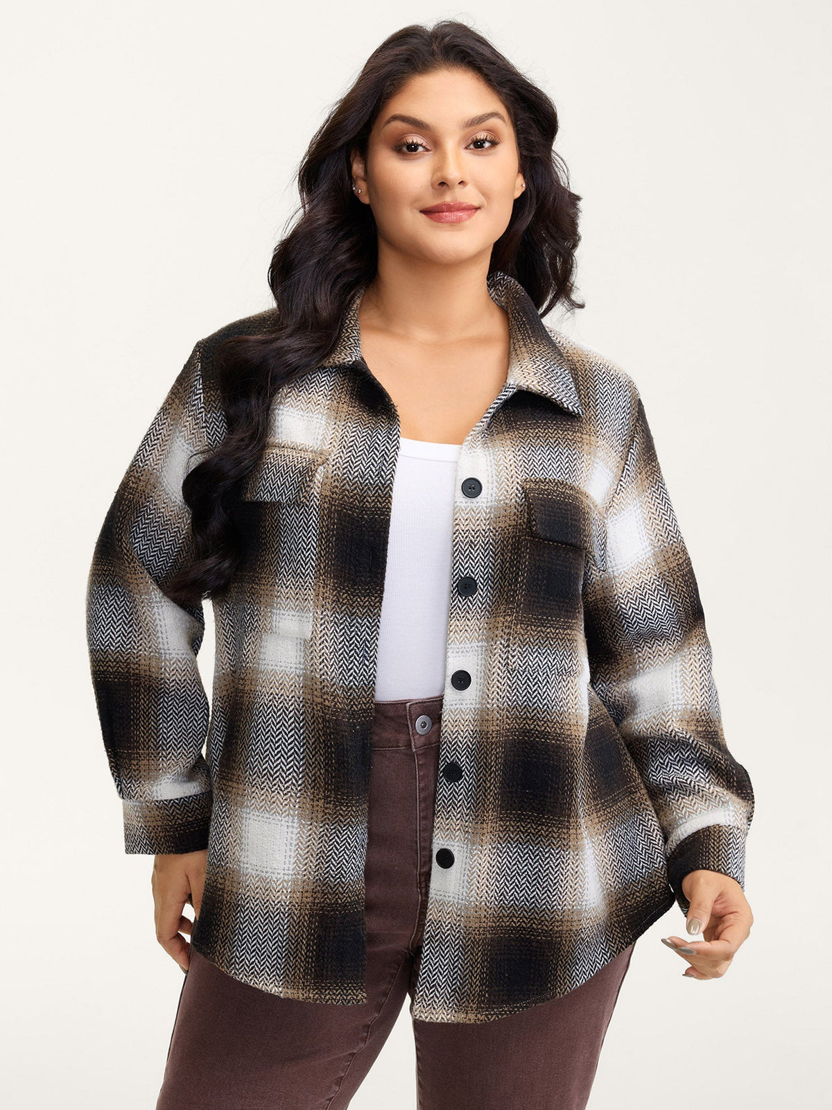 Plaid Print Button-Down Jacket