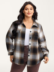 Plaid Print Button-Down Jacket