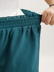 Smocked Waist Buckle Button Shorts