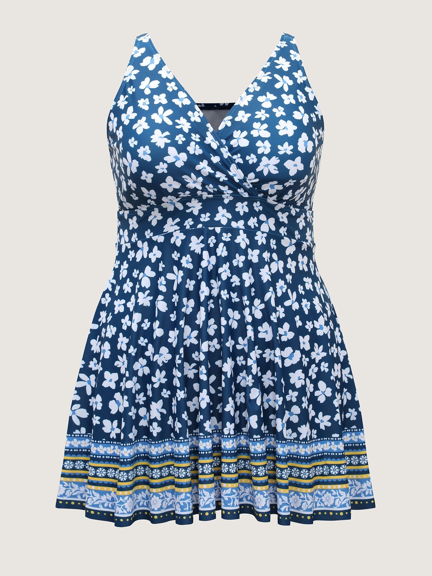 Floral Print Contrast Swim Dress