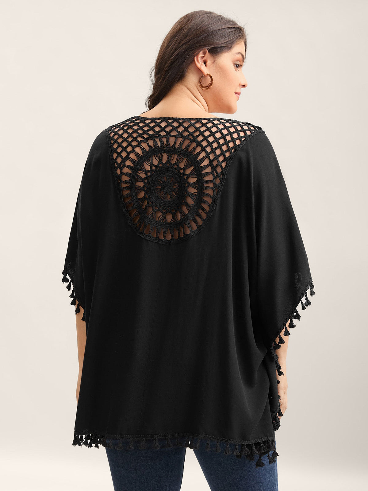 Backless Front-Tie Tassels Kimono