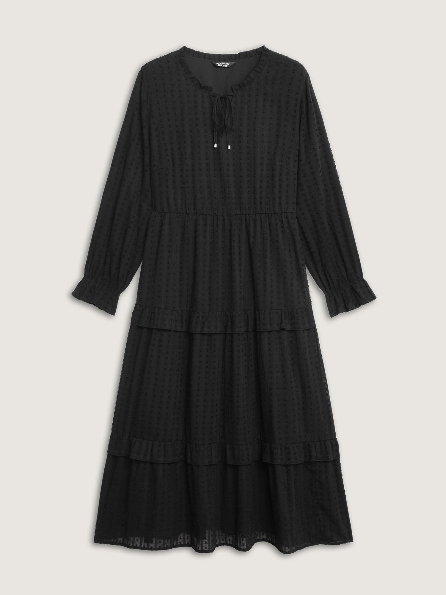 Ruffled Tiered Drawstring Neckline Maxi Dress