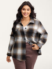 Plaid Print Button-Down Jacket