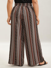 Boho Geometric Pattern Wide-Leg Pants
