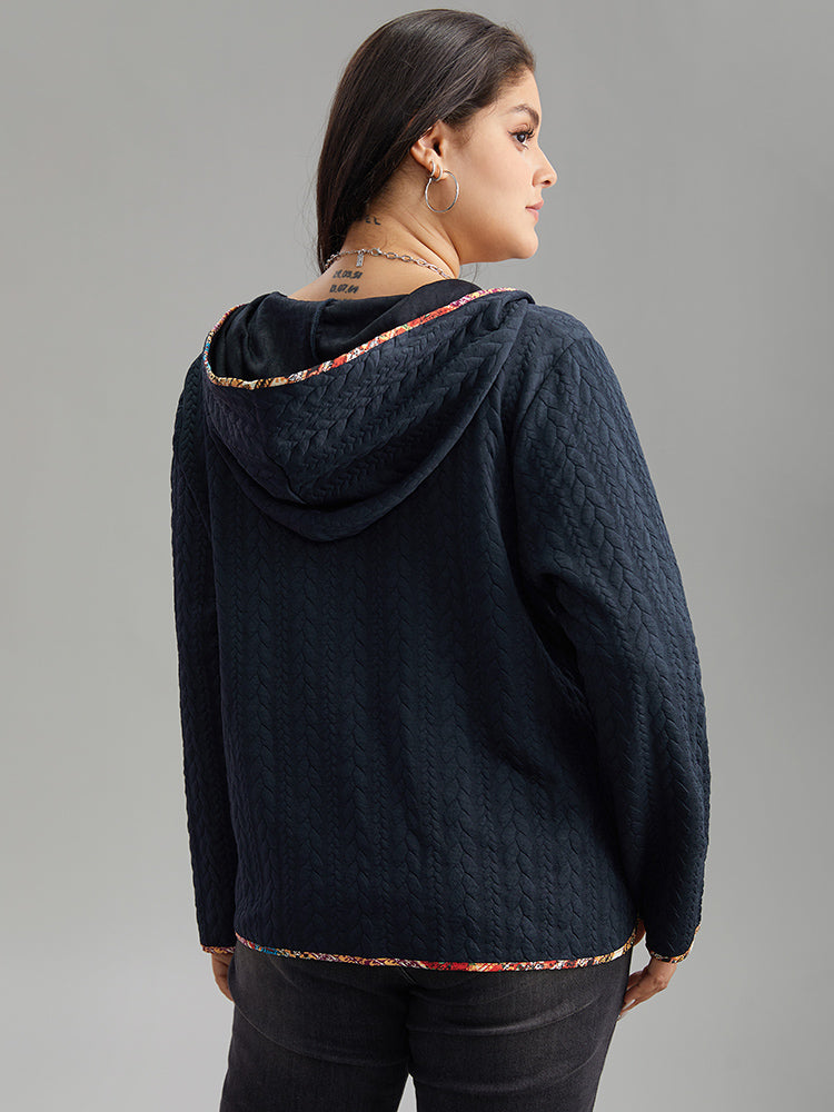 Texture Pocket Patchwork Button Detail Jacket