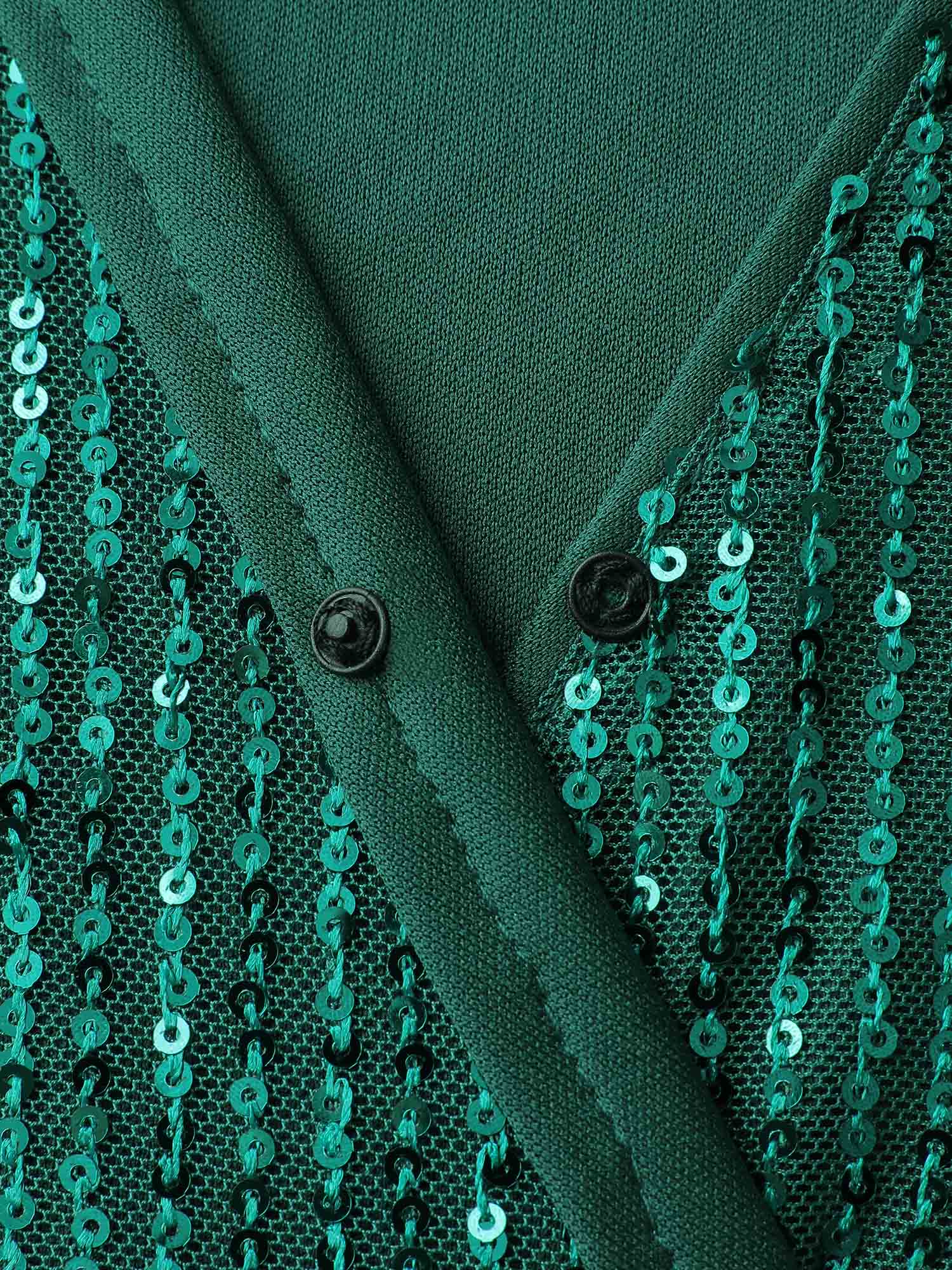 Sequin Wrap Neck Spliced Midi Dress