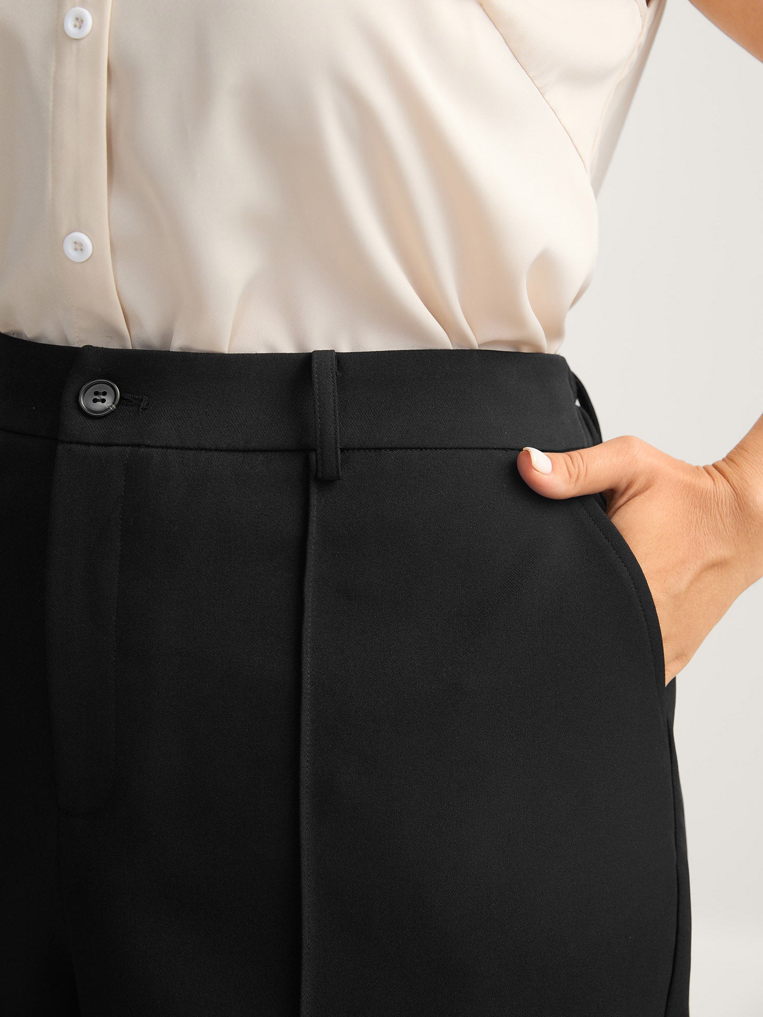 Pin Tuck Straight-Leg Shorts