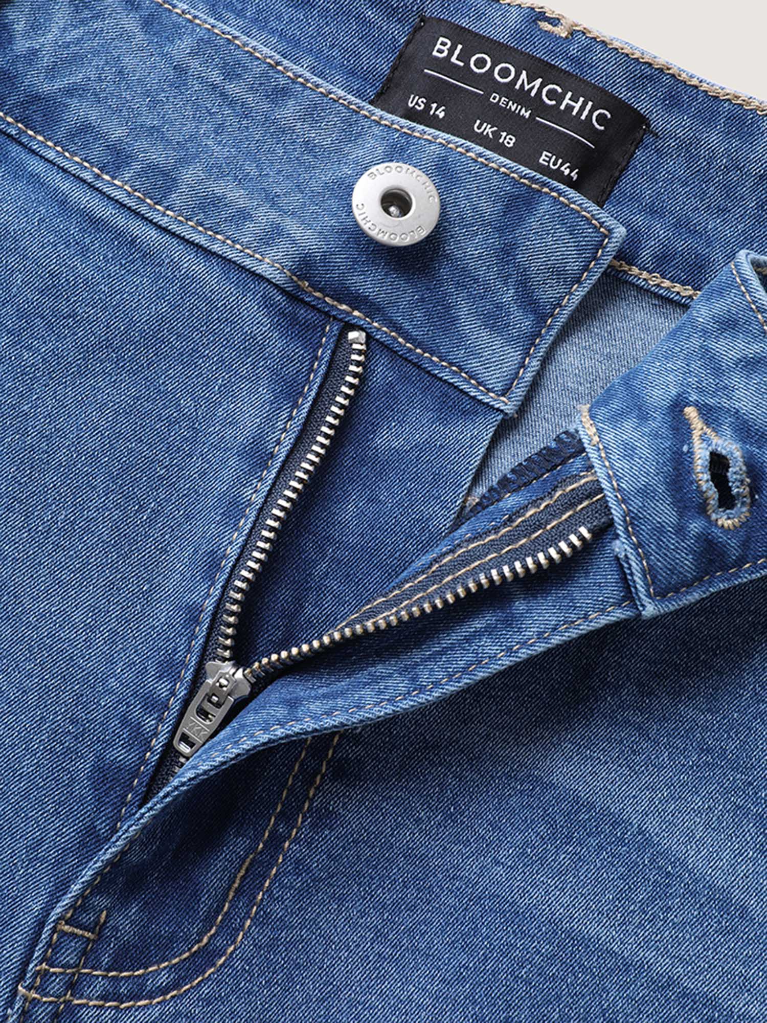 Floral Crochet Hem Bootcut Jeans