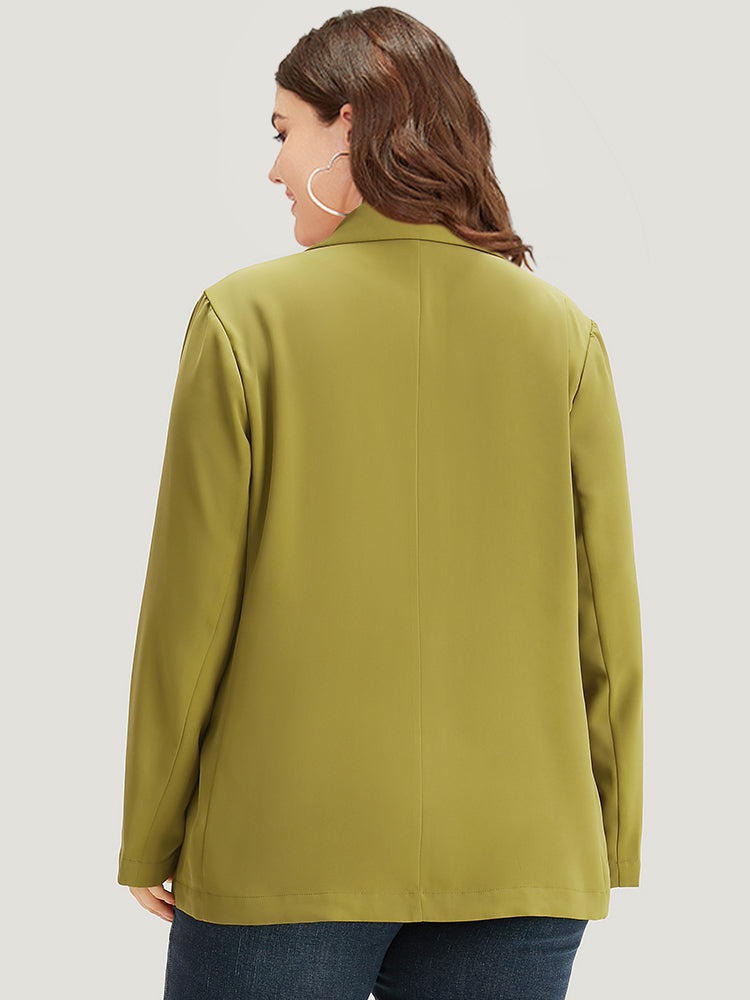 Plain Pocket Button Up Suit Collar Blazer