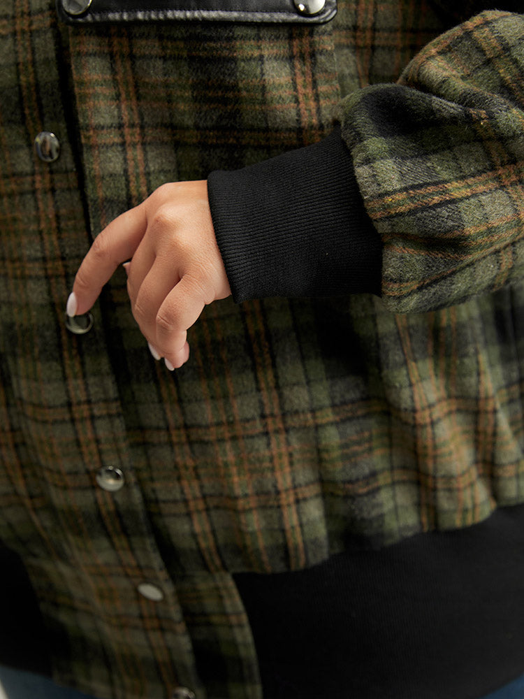 Plaid Flap Pocket Zipper Fly Jacket