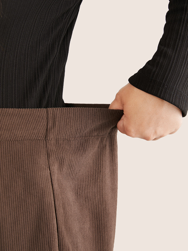 Solid Corduroy Plicated Detail Shorts