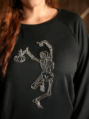 Skull Embellished Raglan Sweatshirt