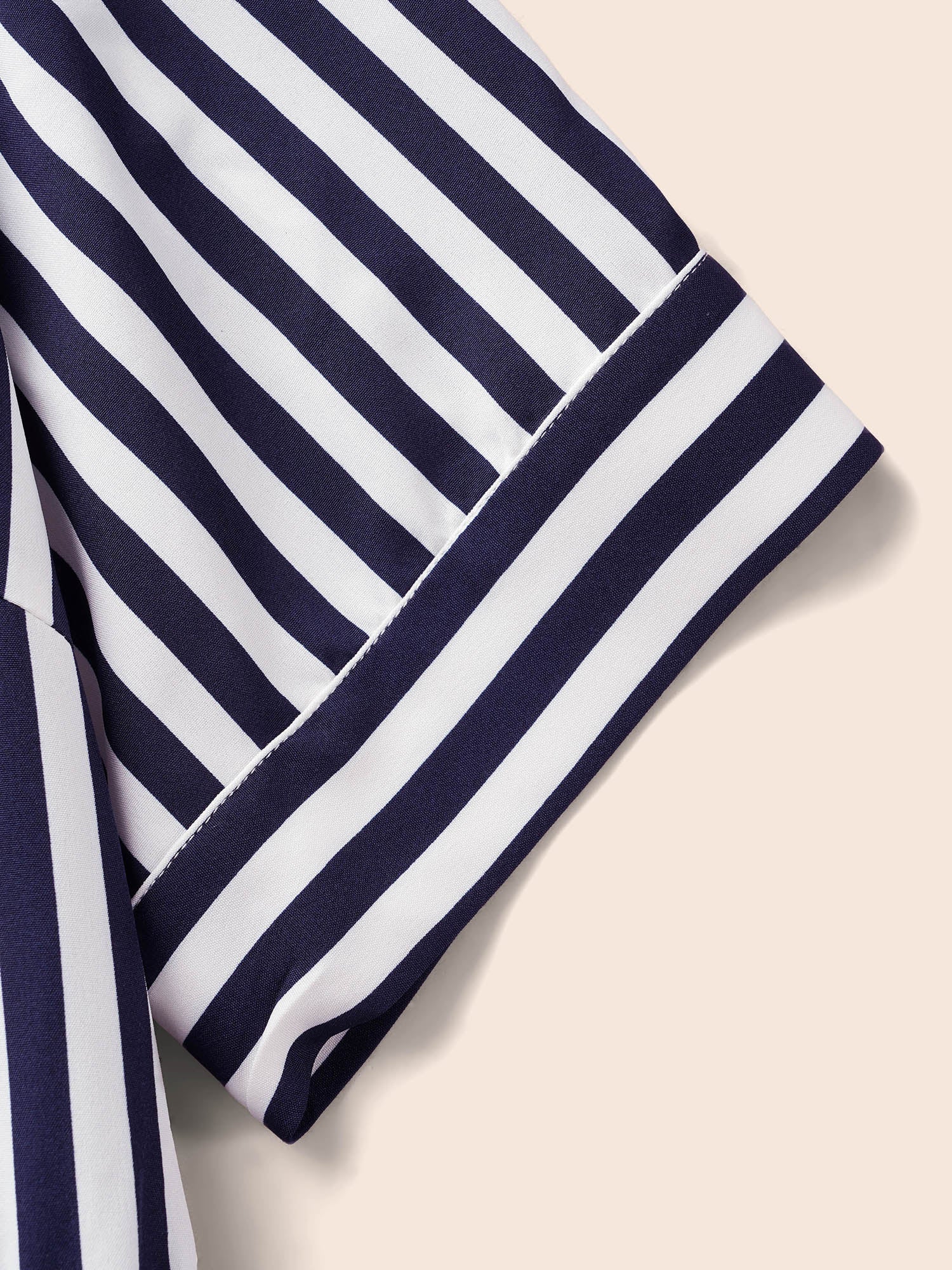 Striped Notched Button Detail Midi Dress