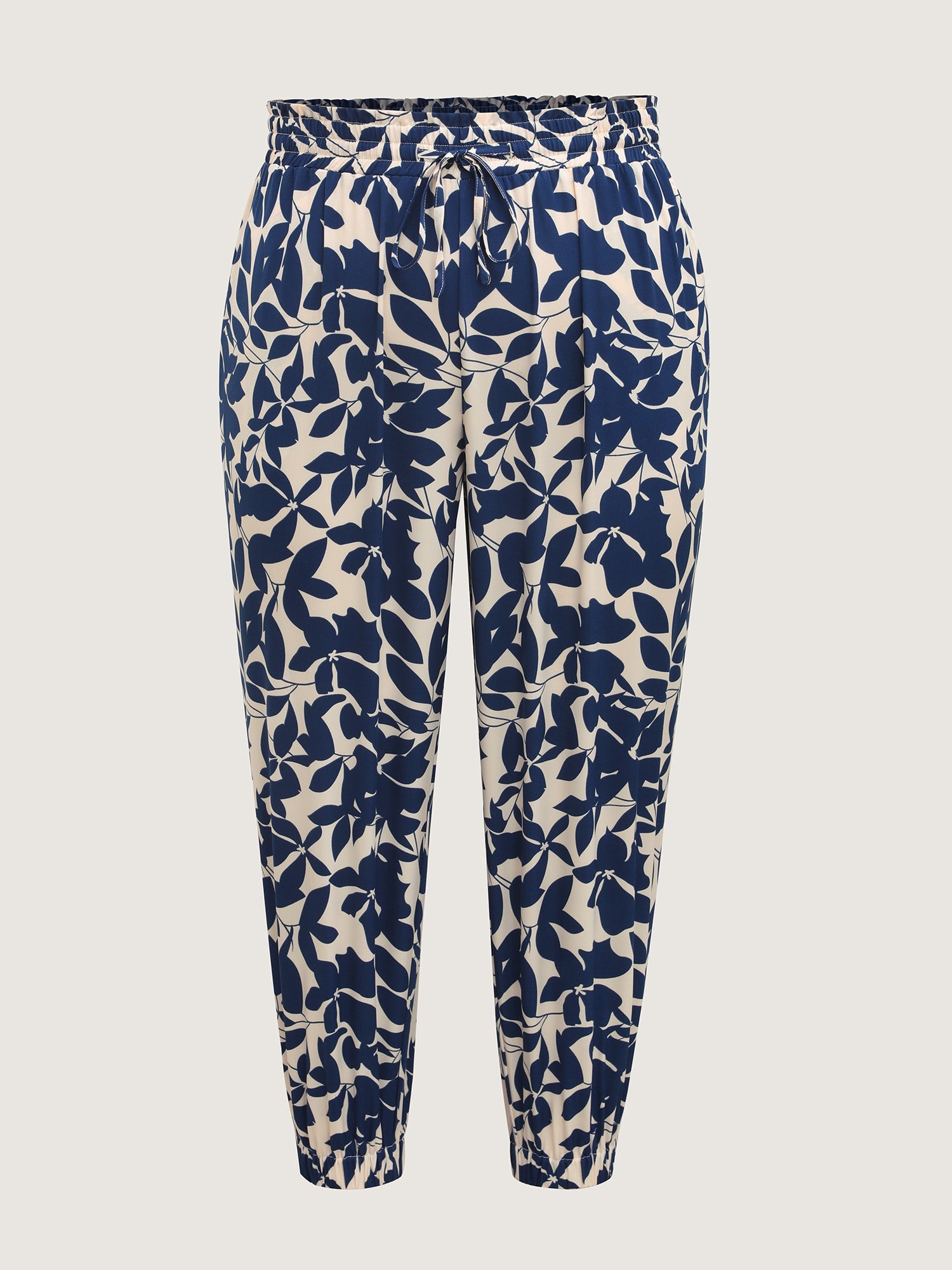 Silhouette Flower Waist-Tie Jogger Pants