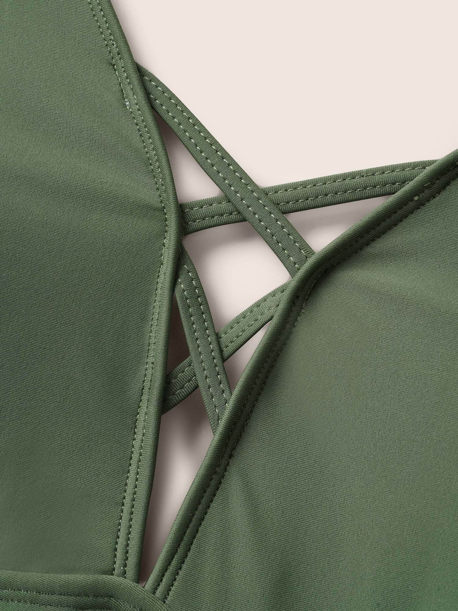 Solid Crisscross Cut Out Backless One Piece Swimsuit