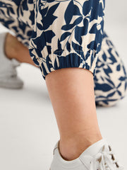 Silhouette Flower Waist-Tie Jogger Pants