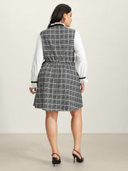 2-In-1 Plaid Pattern Spliced Midi Dress