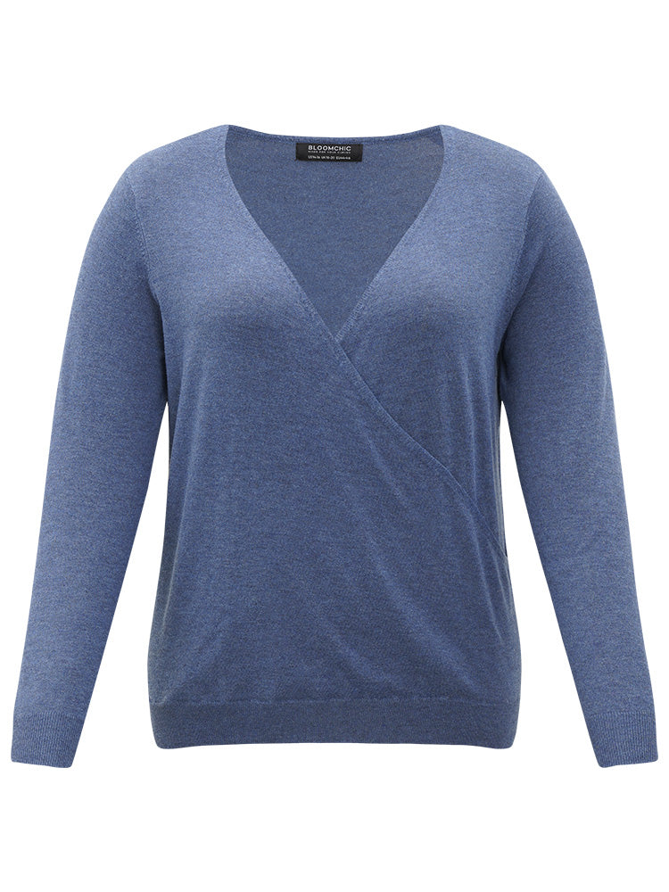 Plain Crossover Elastic Cuffs Pullover