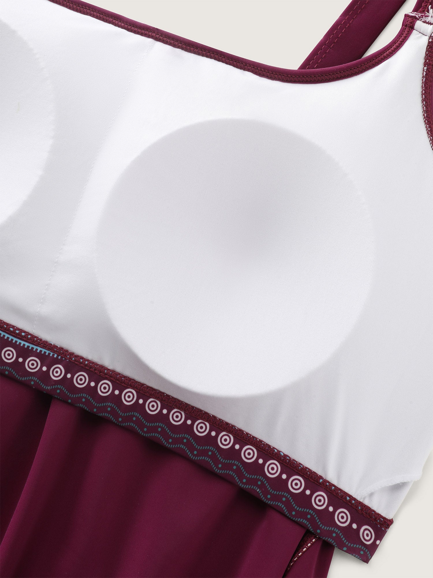 Bandana Patchwork Contrast Gathered Cut Out Tankini Top