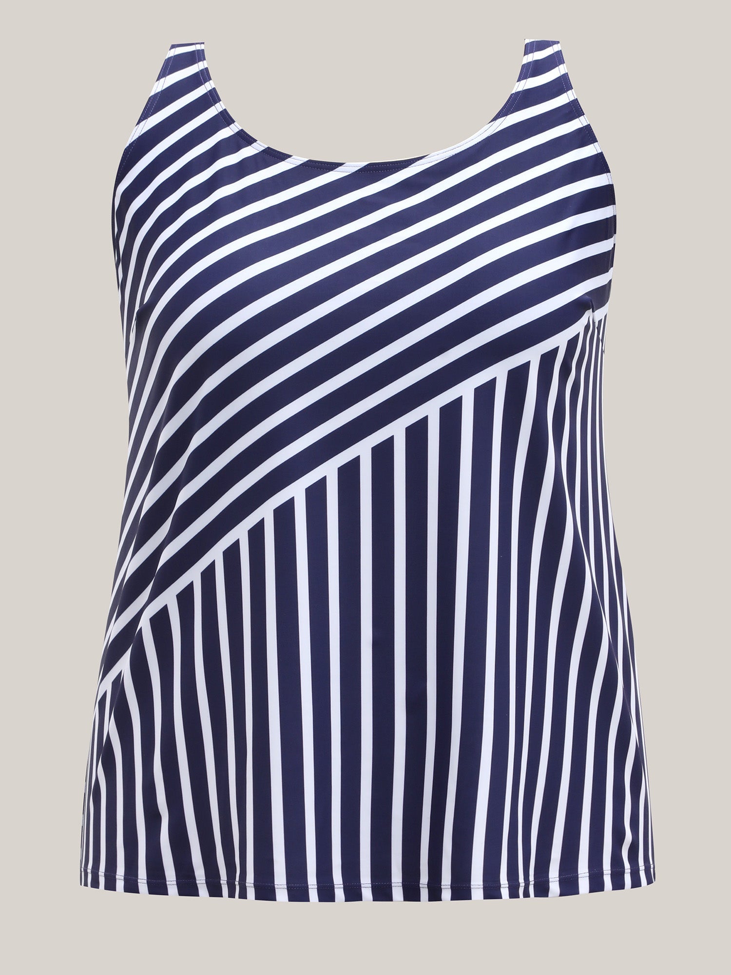Striped Print Non-Removable Cups Swim Tankini