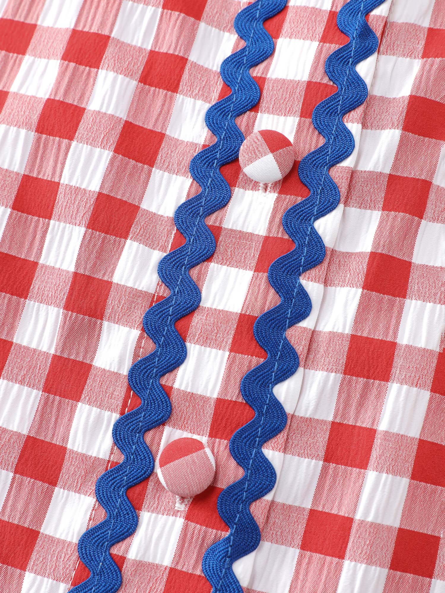 Gingham Color Contrast Edges Blouse