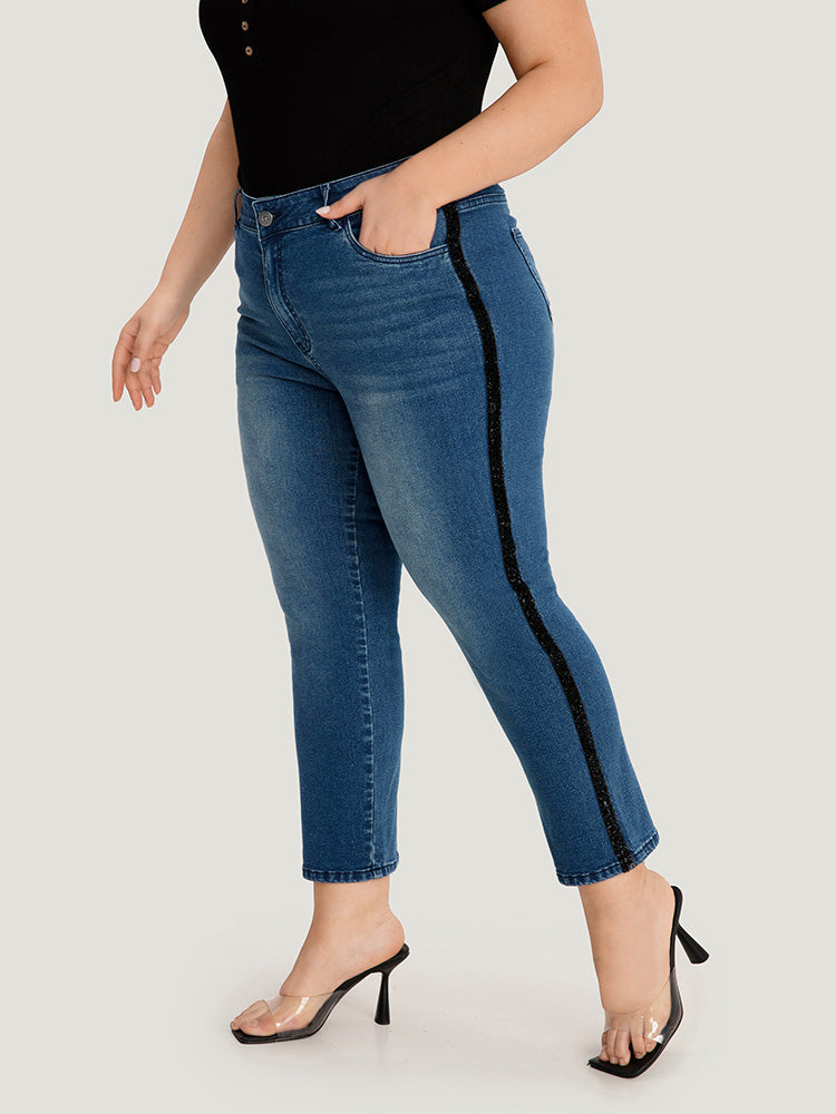 Glitter Patchwork High Rise Very Stretchy Jeans