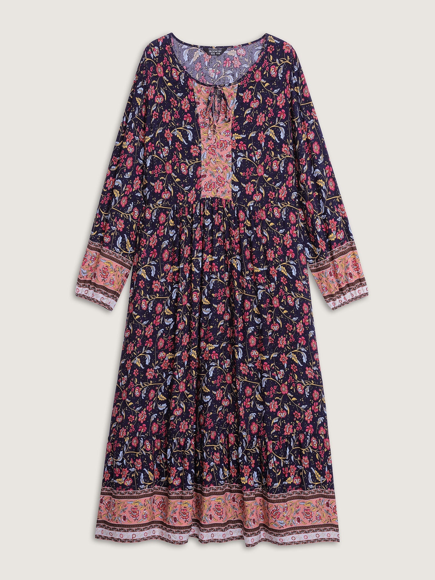 Floral Print Pockets Adjustable Neckline Maxi Dress