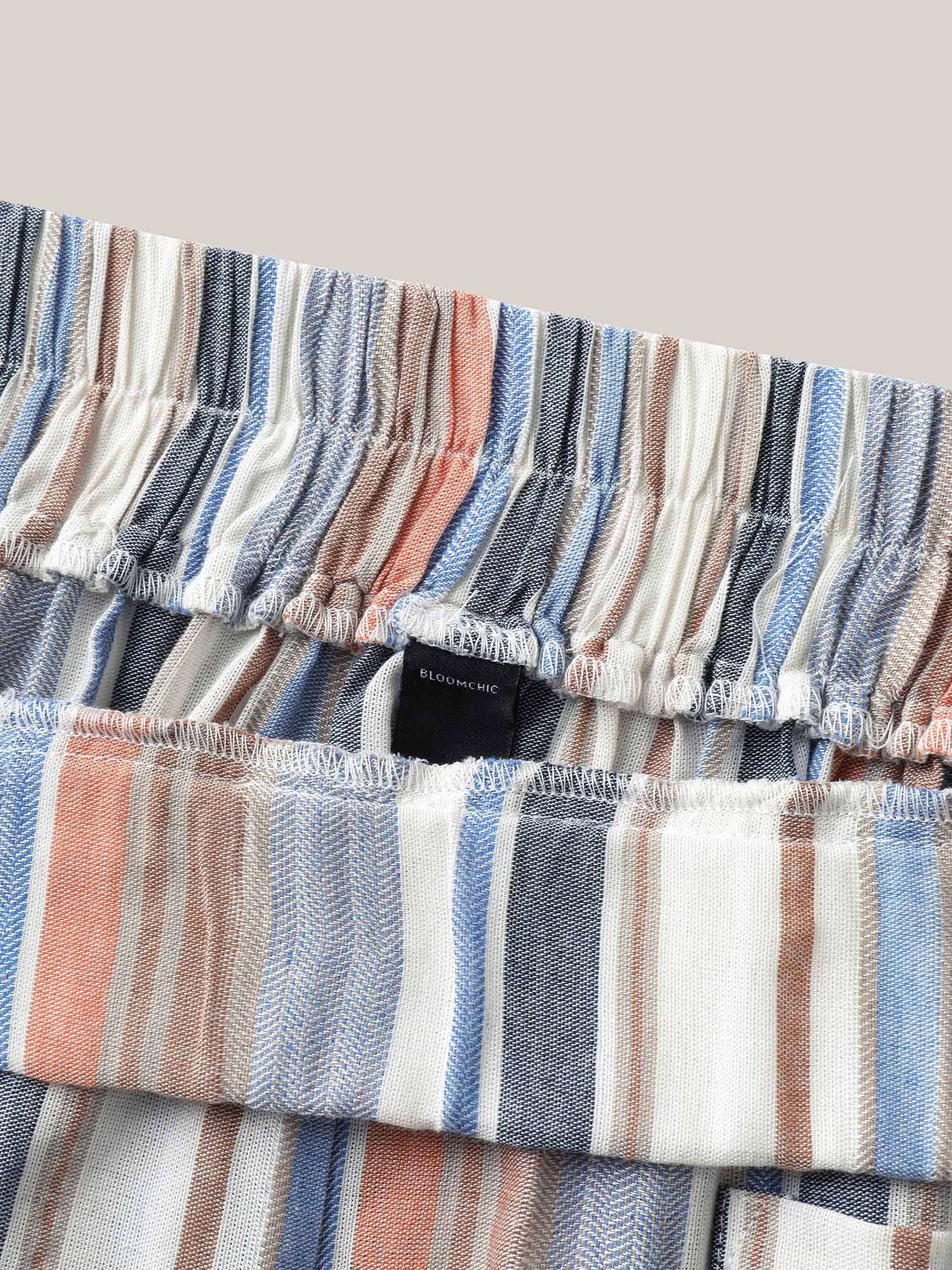 Soft Stripes Button Wide-Leg Pants