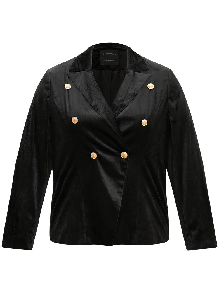 Velvet Lapel Collar Metai Detail Blazer