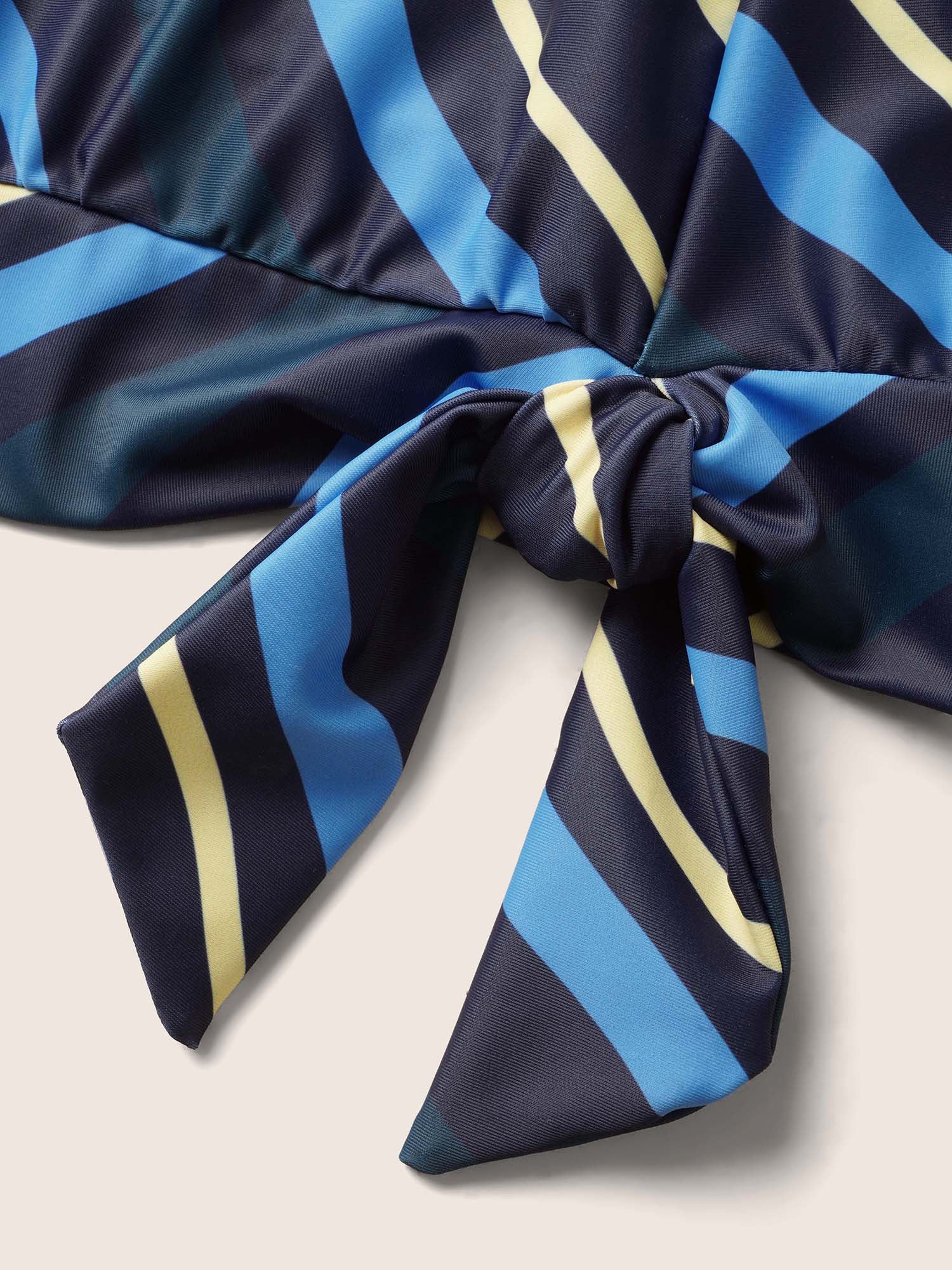 Striped Keyhole Tie Knot Swim Top