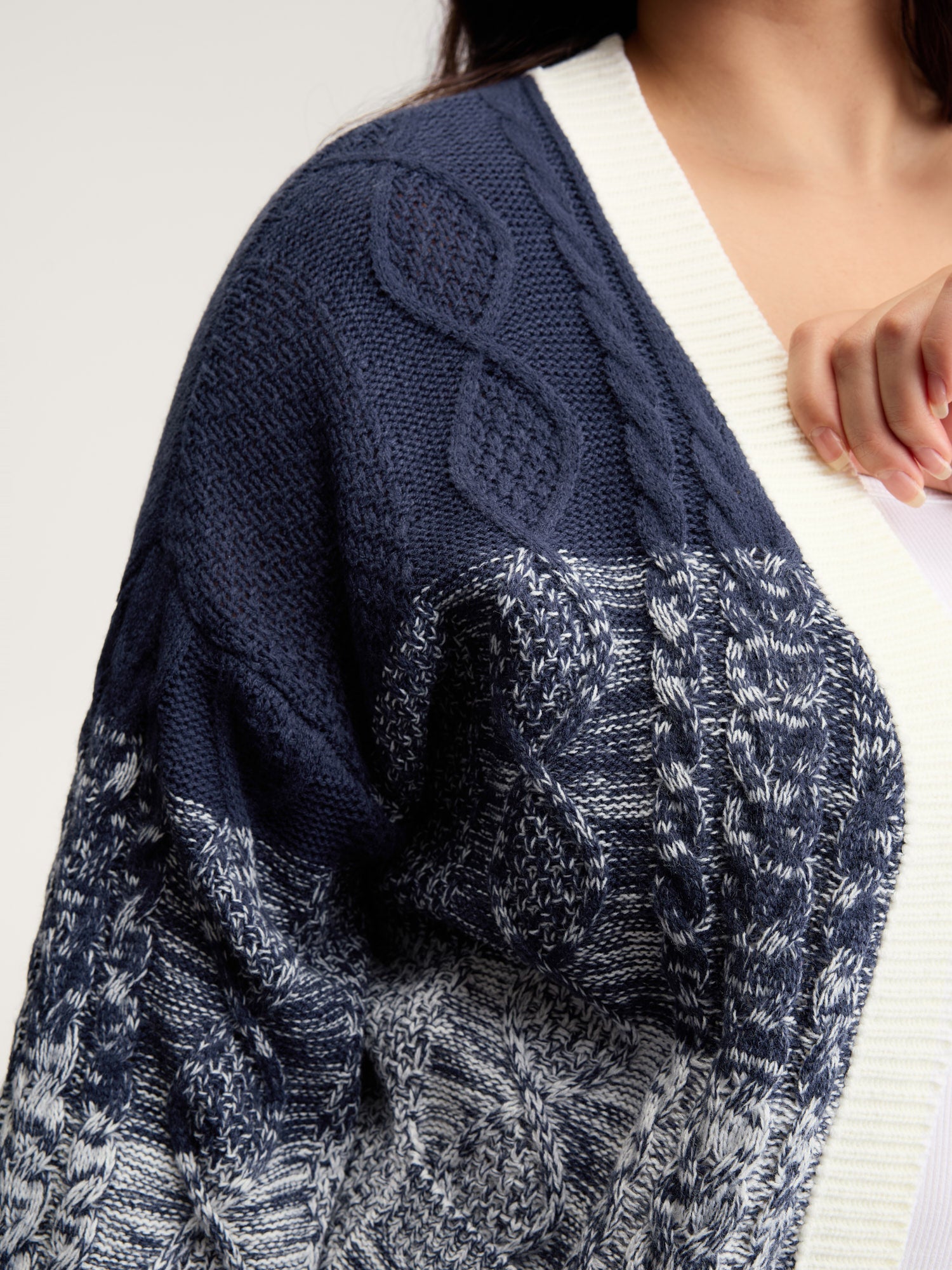 Arc-Hem Ombre Gradient Knit Cardigan