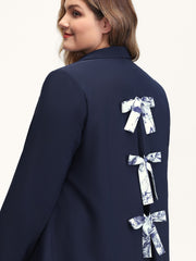 Bowknot Back Split Hem Contrast Blazer