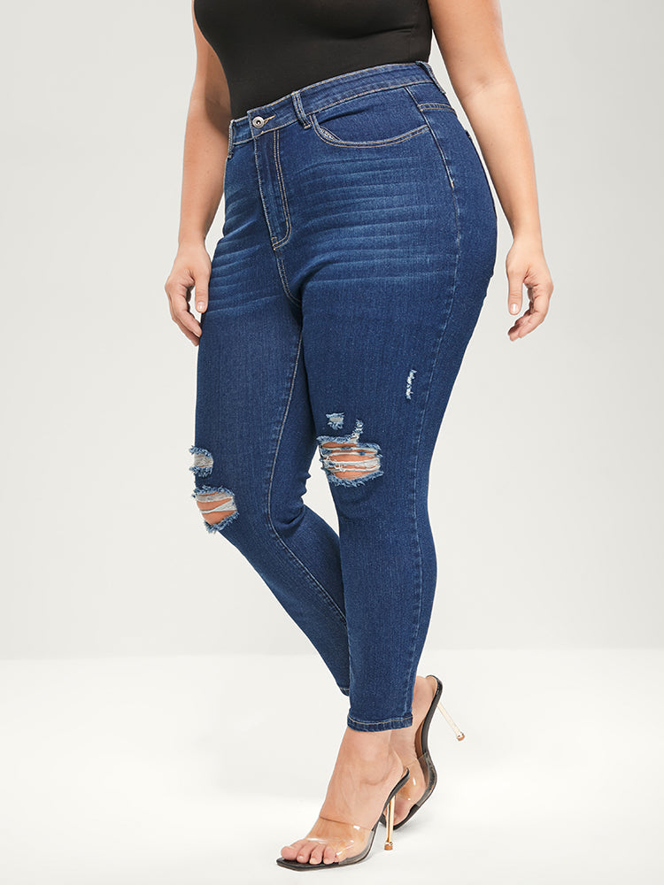 Skinny Moderately Stretchy Mid Rise Medium Wash Pocket Jeans