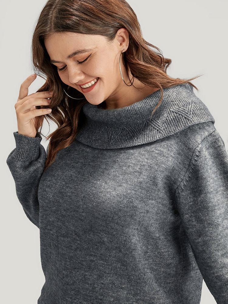 Solid Pointelle Knit Foldover Off Shoulder Knit Top