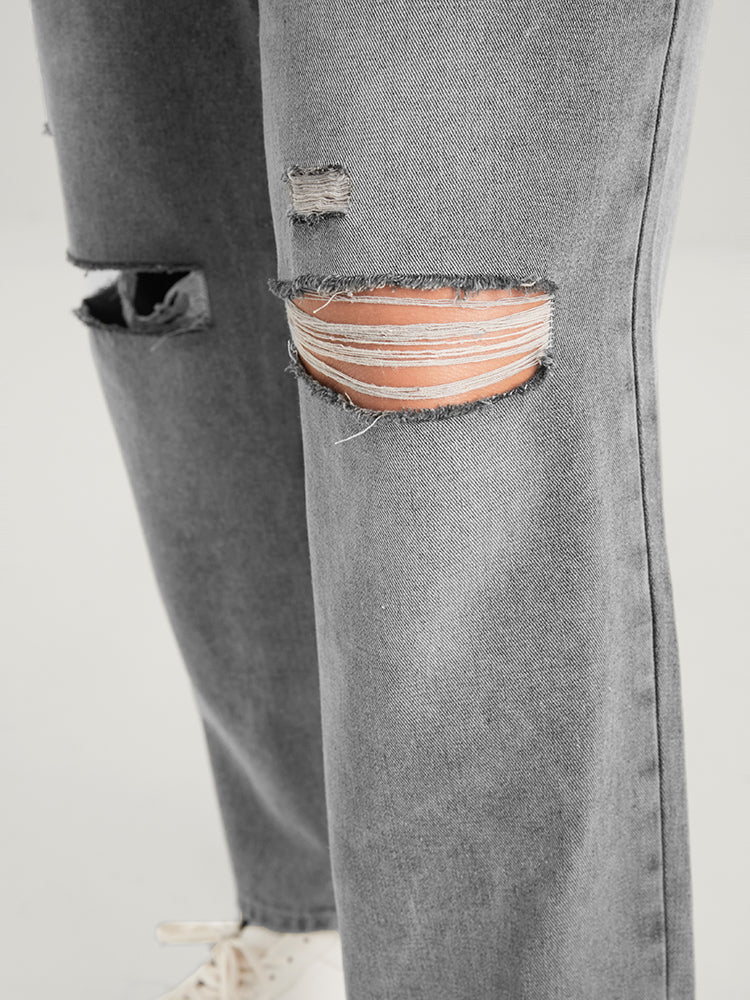 Boyfriend Wide Leg Non Stretchy High Rise Medium Wash Jeans