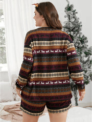 Snowflake & Elk Print Pajama Set