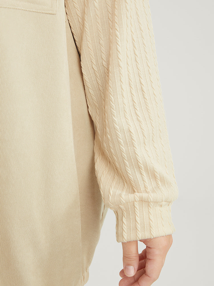 Solid Flap Pocket Zip Up Hooded Coat