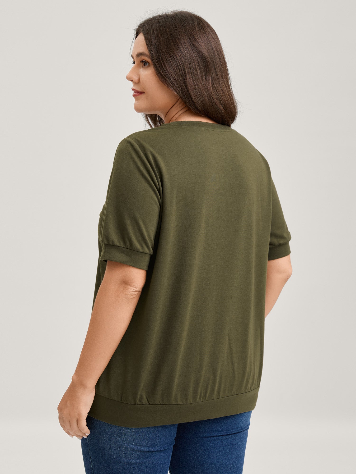 Solid Crew Neck Relaxed Sweatshirt